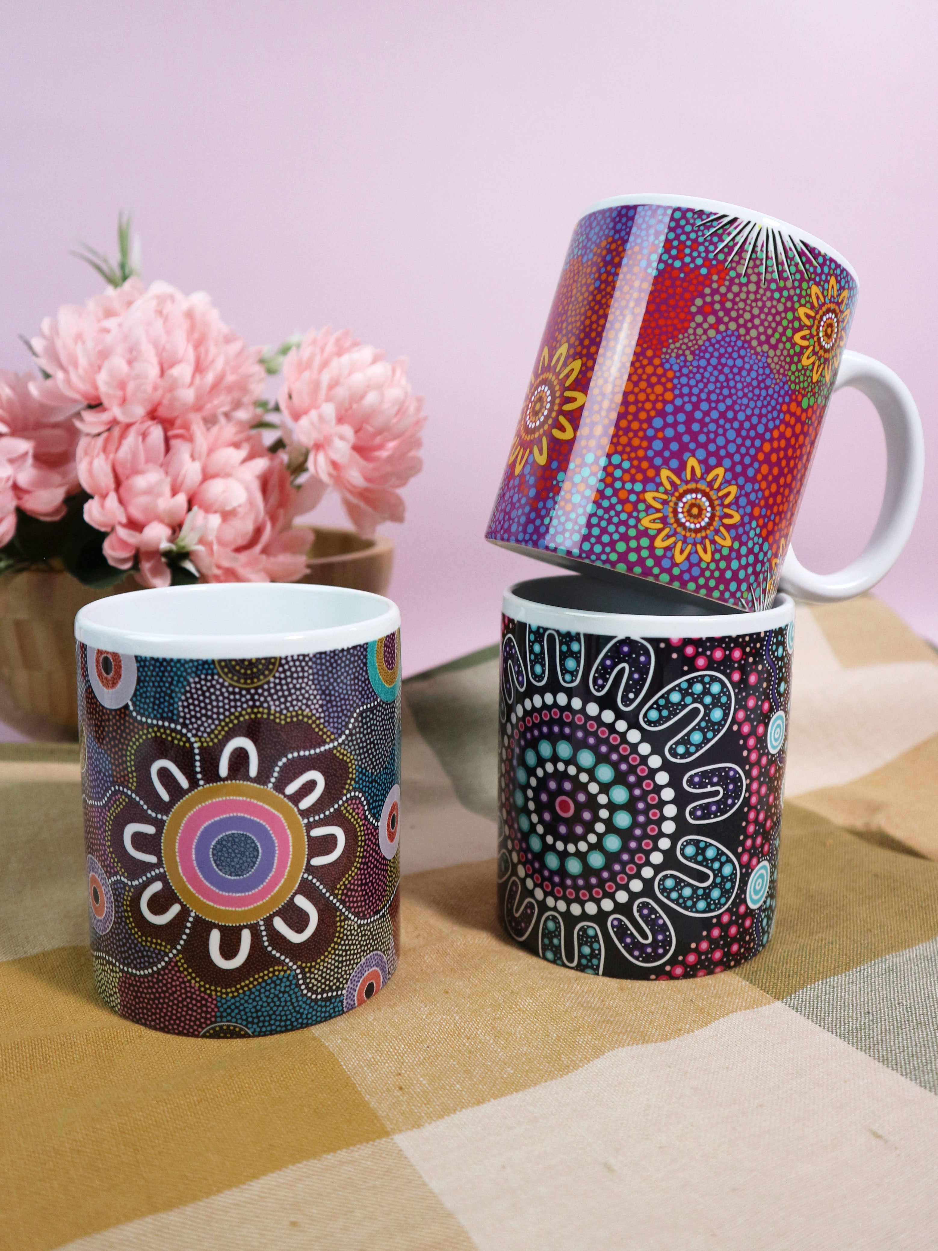 Indigenous Designed Aboriginal Art Drinkware  BW Tribal