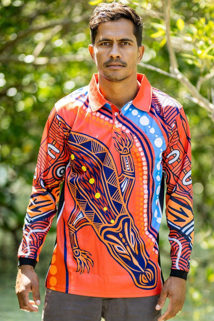 Saltwater Crocodile - Unisex Long-Sleeved Fishing Polo