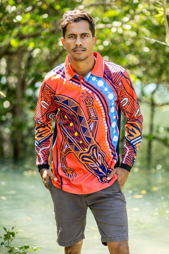 Saltwater Crocodile - Unisex Long-Sleeved Fishing Polo