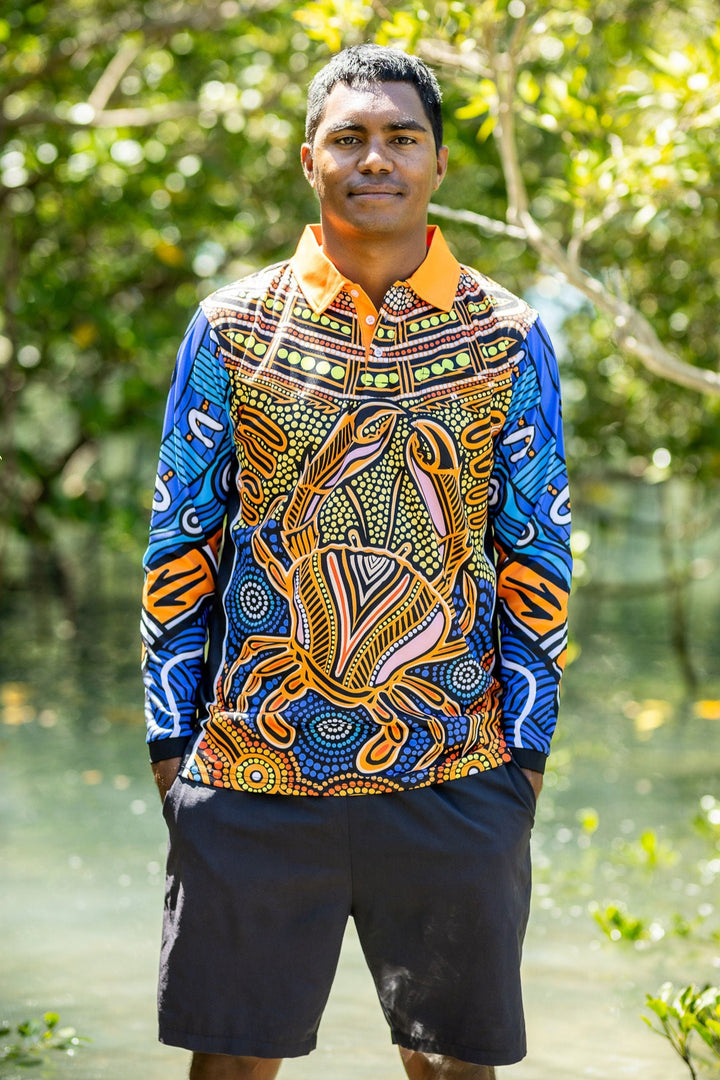Gathering Mud Crab - Unisex Long-Sleeved Fishing Polo