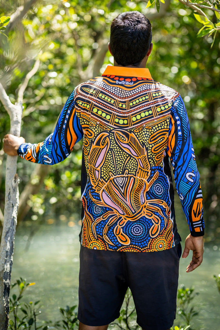 Gathering Mud Crab - Unisex Long-Sleeved Fishing Polo