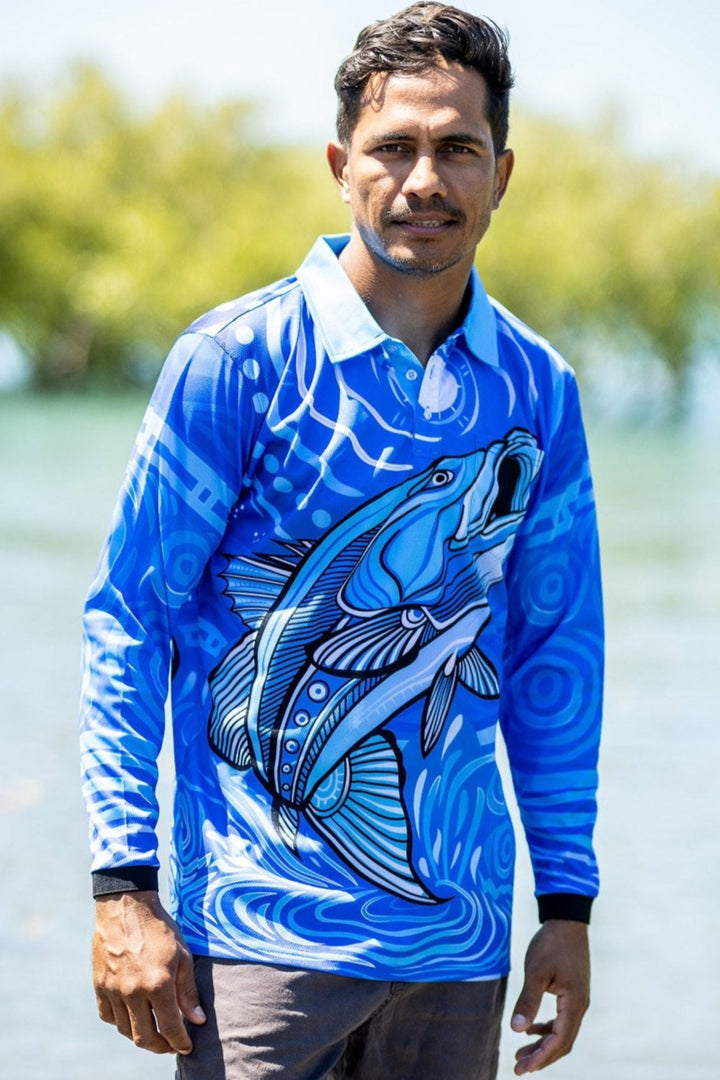 Full Moon Barramundi - Unisex Long-Sleeved Fishing Polo