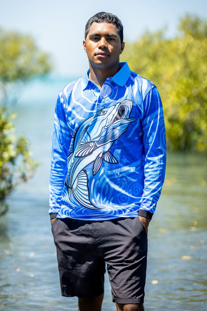 Full Moon Barramundi - Unisex Long-Sleeved Fishing Polo