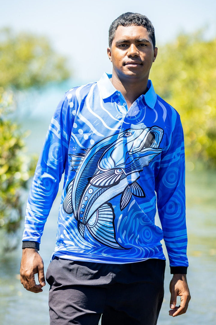 Full Moon Barramundi - Unisex Long-Sleeved Fishing Polo