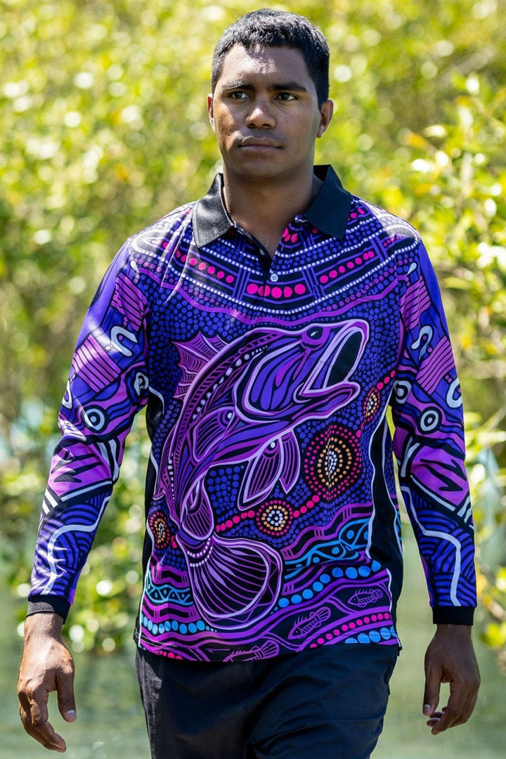 Jumping Barramundi - Unisex Long-Sleeved Fishing Polo