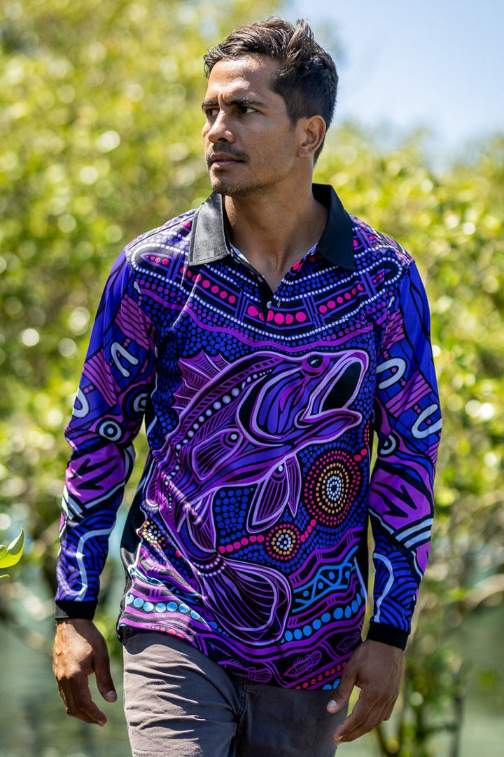 Jumping Barramundi - Unisex Long-Sleeved Fishing Polo