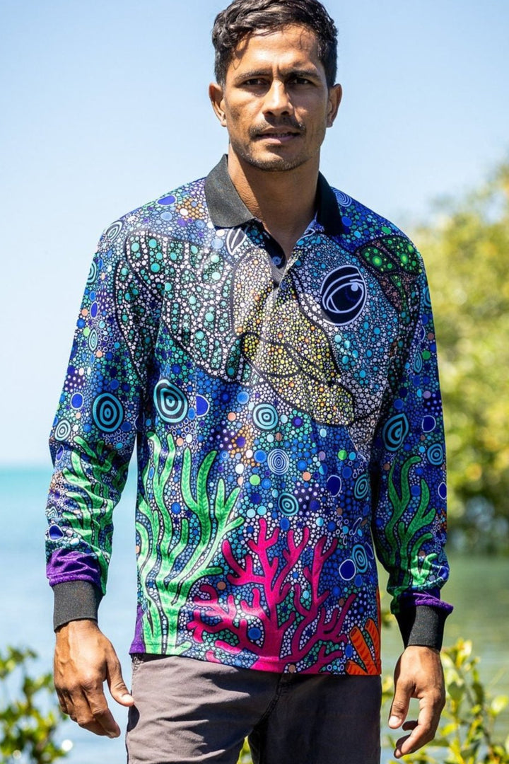 Gadu Bilima (Sea Turtle) - Unisex Long-Sleeved Fishing Polo