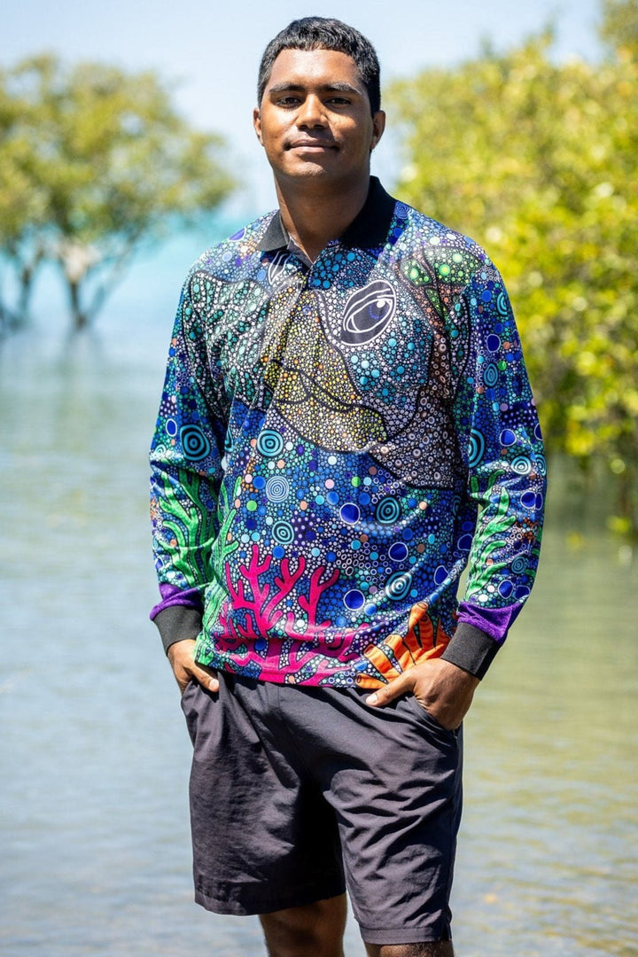 Gadu Bilima (Sea Turtle) - Unisex Long-Sleeved Fishing Polo