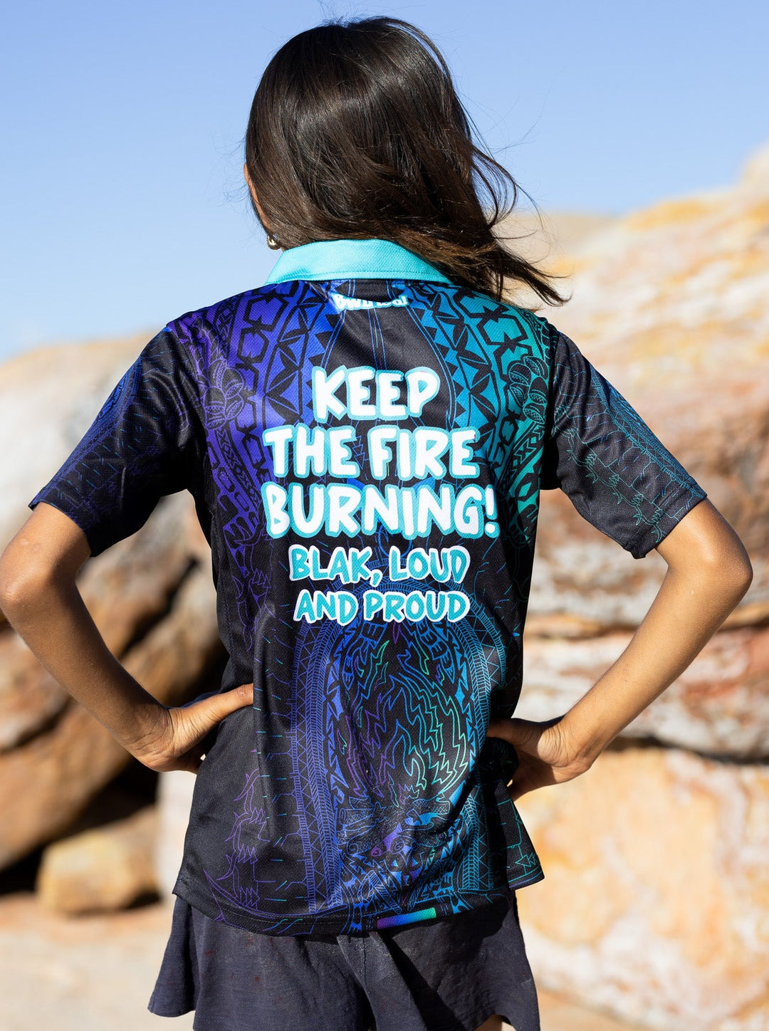 Keep The Fire Burning! Blak, Loud and Proud - NAIDOC 2024 Kid's Polo