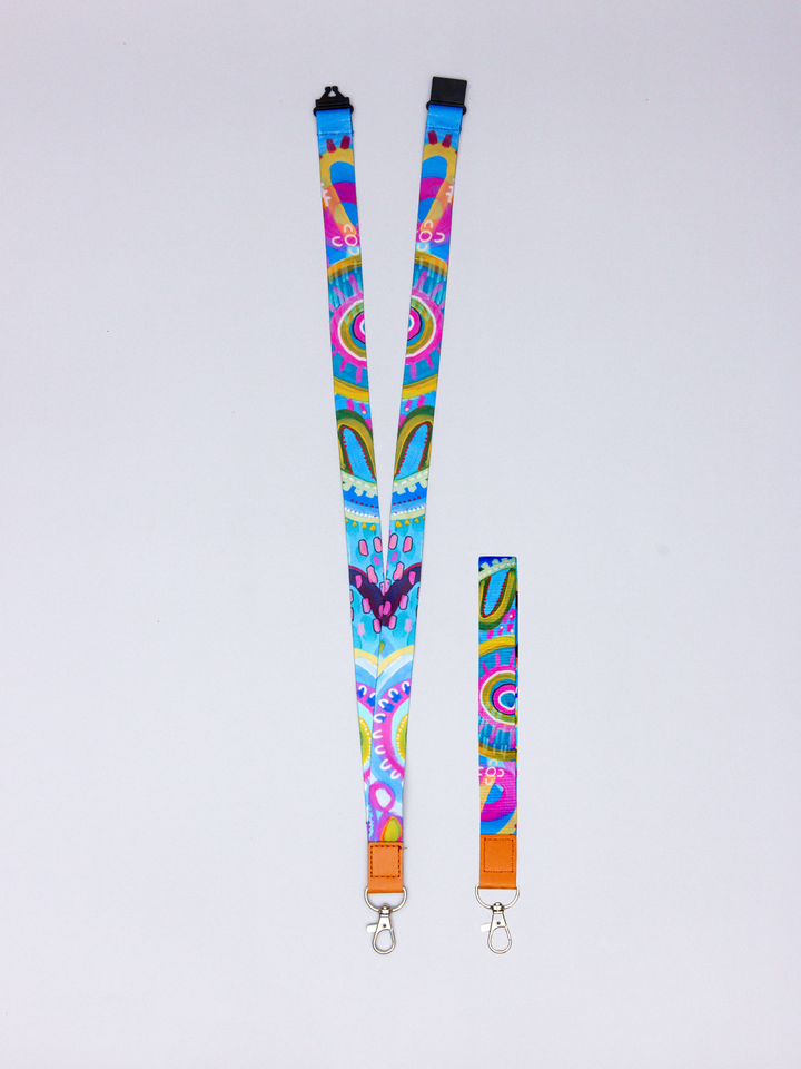 Coral Dreaming - PU Leather Lanyard + Matching Mini PU Lanyard Set