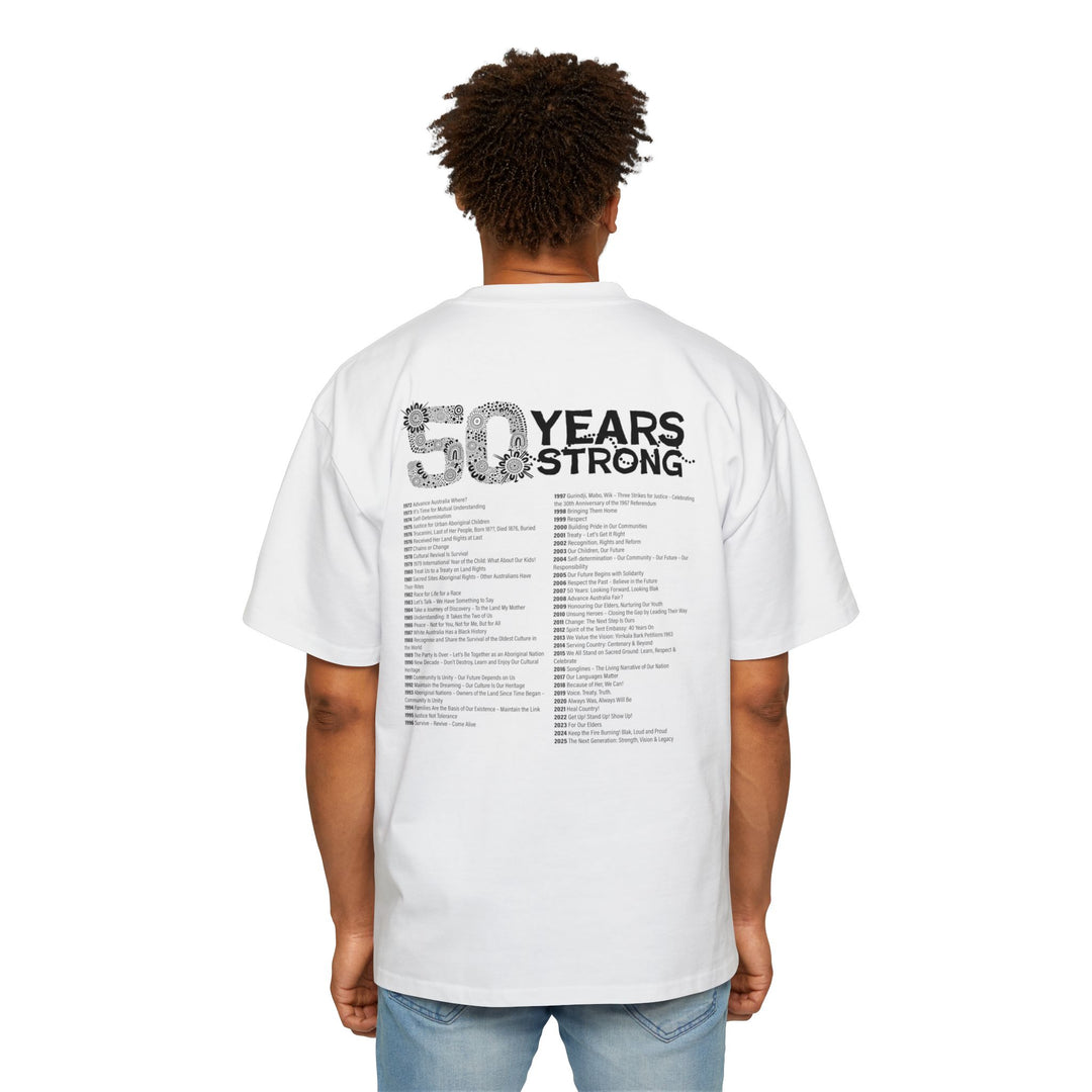 50-Year Commemoration (black/white) - NAIDOC 2025 Men's Oversized T-Shirt