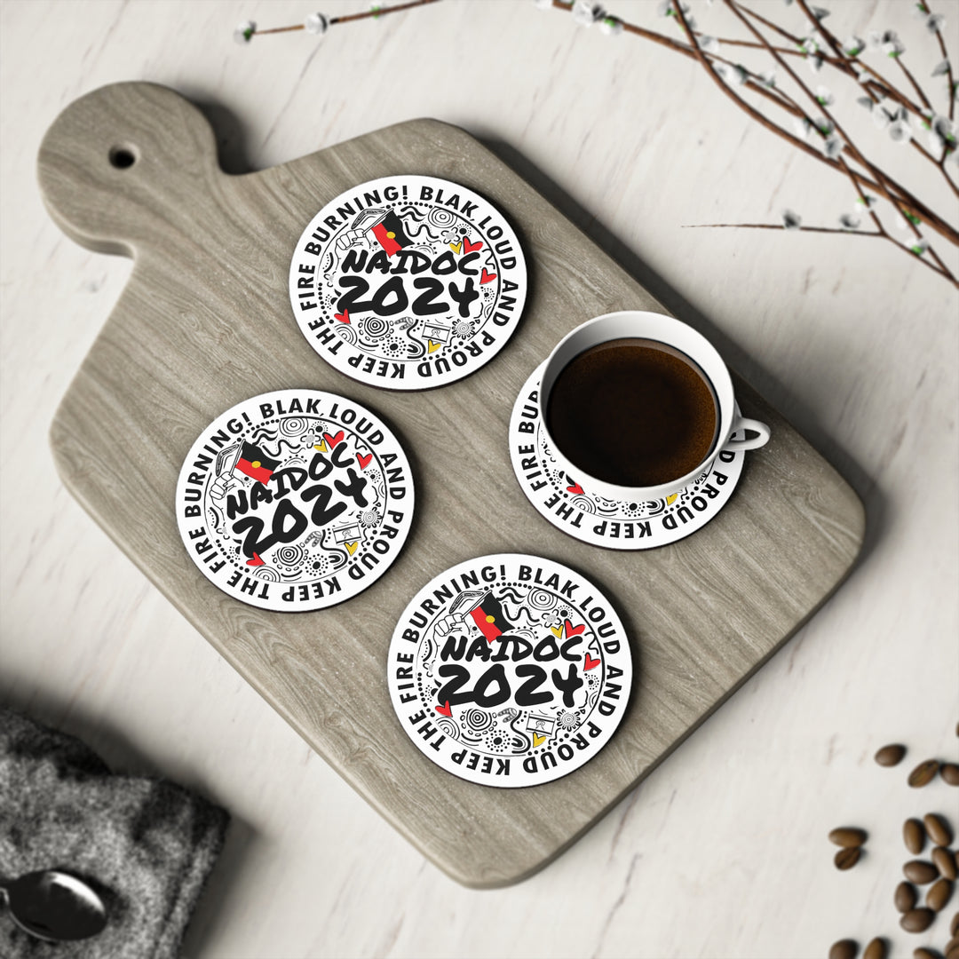 Blak, Loud and Proud NAIDOC 2024 - Coasters (White)