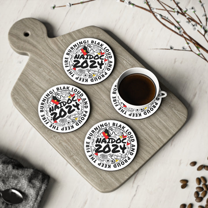 Blak, Loud and Proud NAIDOC 2024 - Coasters (White)