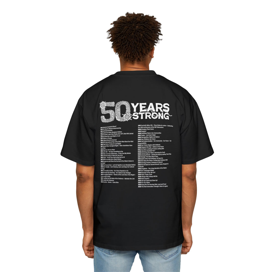 50-Year Commemoration (black/white) - NAIDOC 2025 Men's Oversized T-Shirt