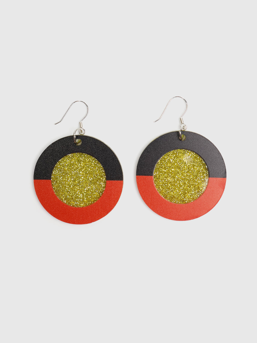 Aboriginal Flag - Round Glitter Earrings