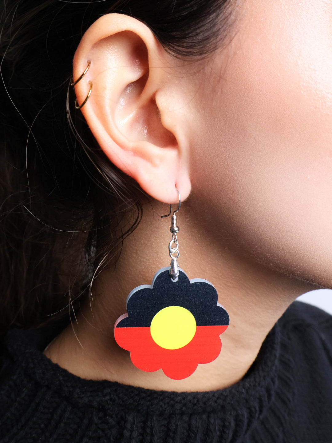 Aboriginal Flag - Statement Earrings