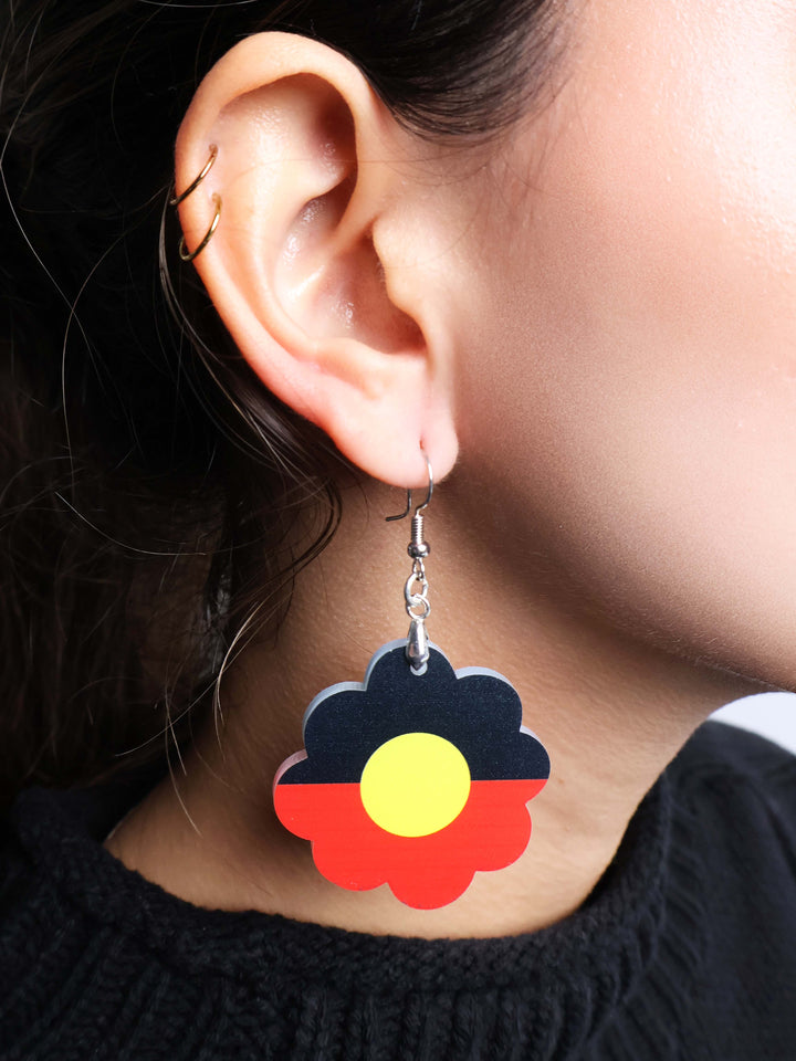 Aboriginal Flag - Statement Earrings