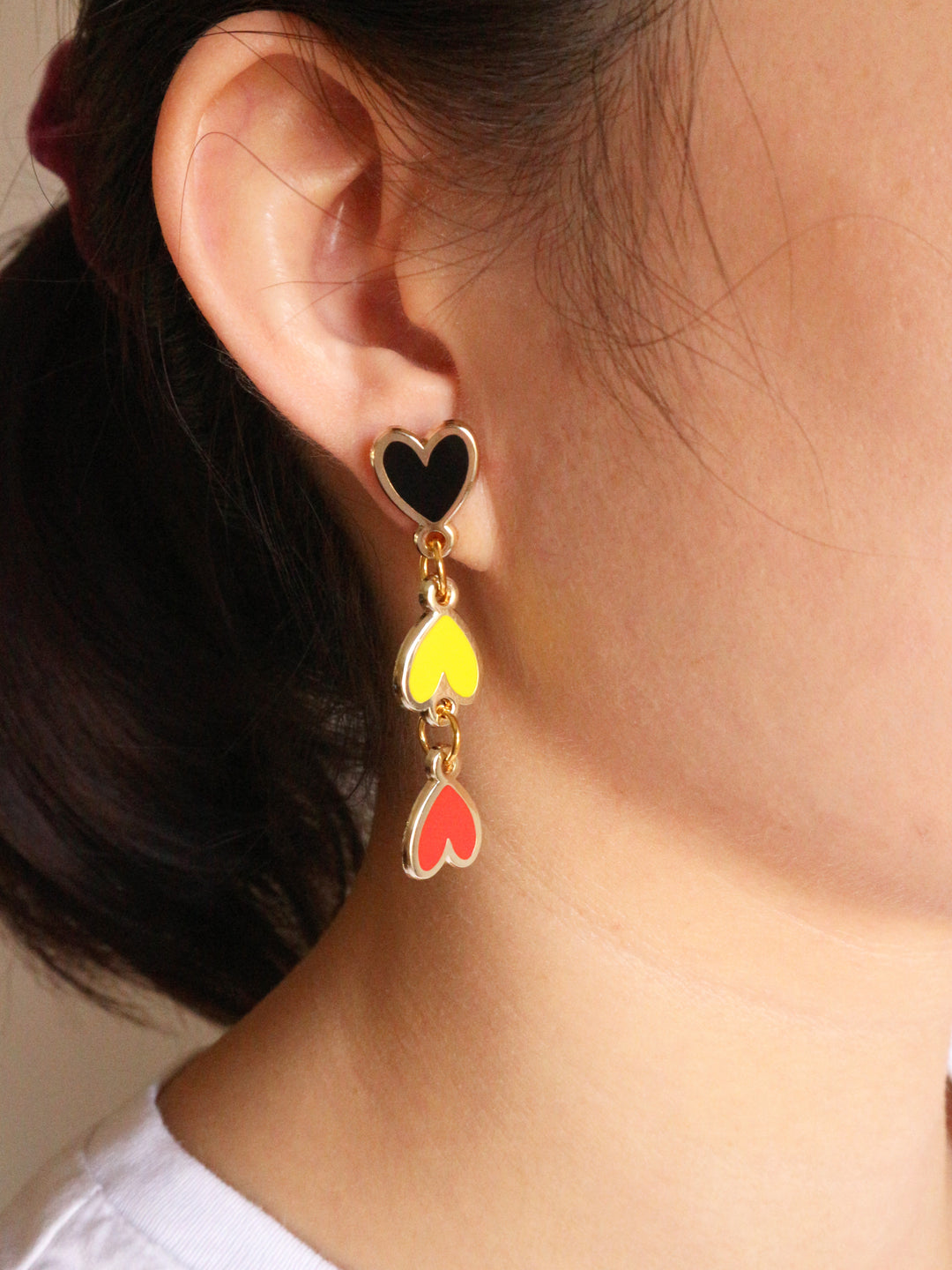 Aboriginal Flag - Heart Drop Earrings