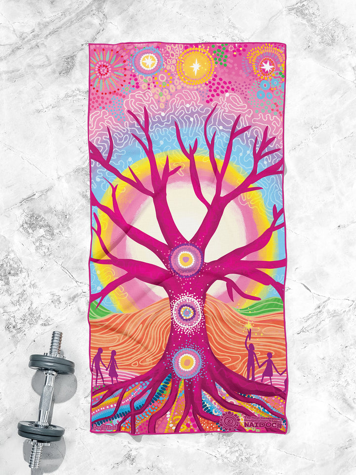 Deep Roots, Bright Future - NAIDOC 2025 Waffle Fabric Gym Towel