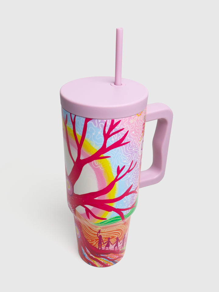 Deep Roots, Bright Future - NAIDOC 2025 Stainless Steel Tumbler + Straw