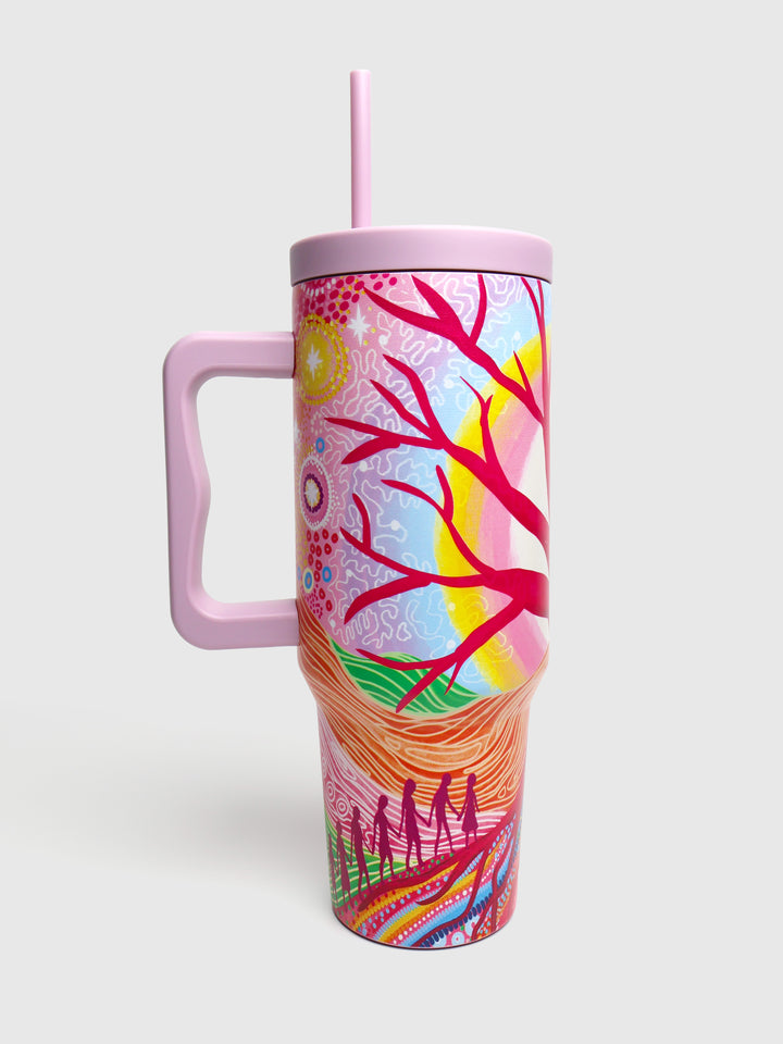 Deep Roots, Bright Future - NAIDOC 2025 Stainless Steel Tumbler + Straw