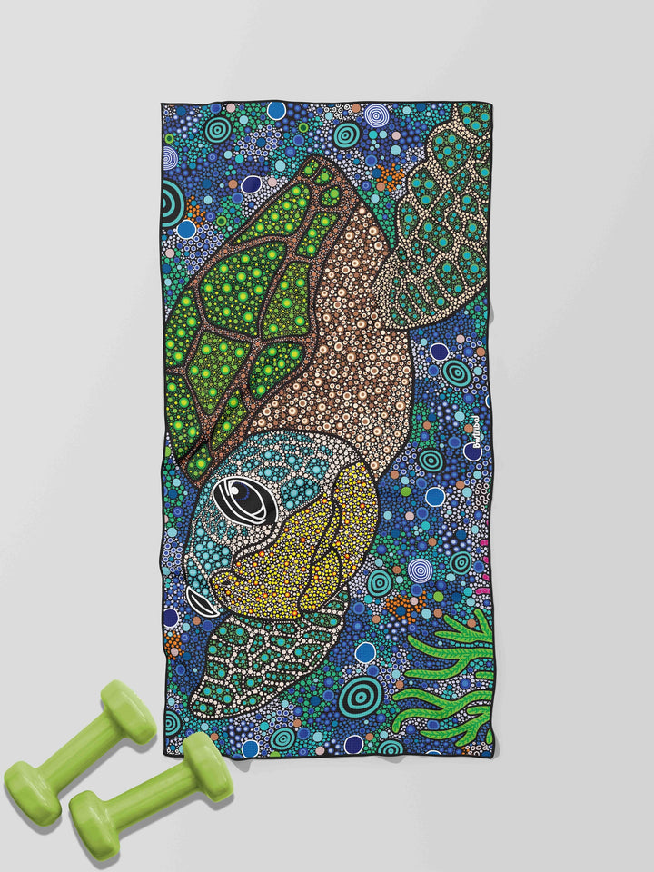 Gadu Bilima Sea Turtle - Waffle Fabric Gym Towel