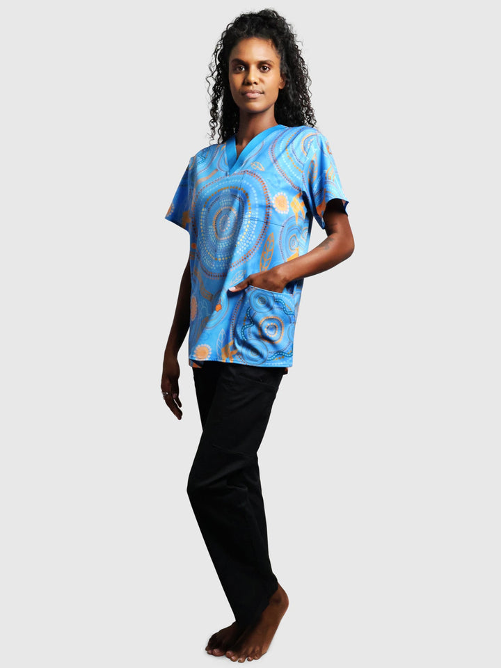 Never Stop the Dreaming - NAIDOC 2025 Unisex Three-Pocket Scrub Top