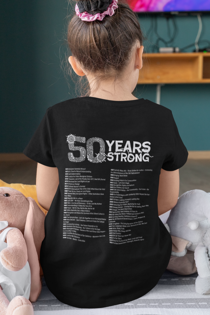 50-Year Commemoration (black/white) - NAIDOC 2025 Kids' Cotton Tee