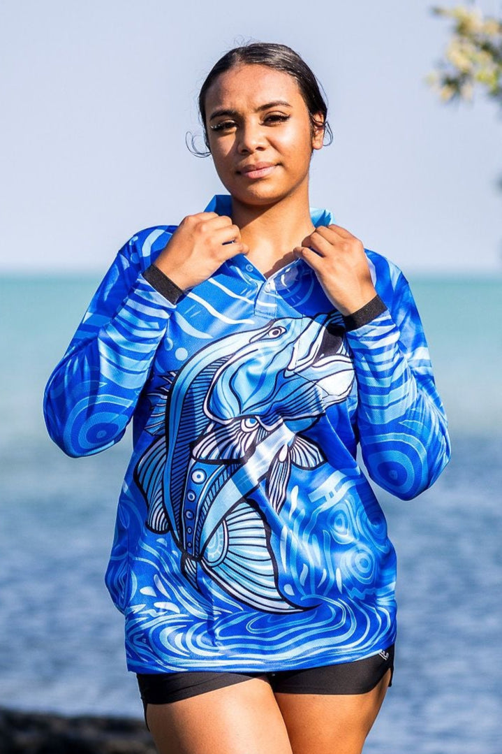 Full Moon Barramundi - Unisex Long-Sleeved Fishing Polo