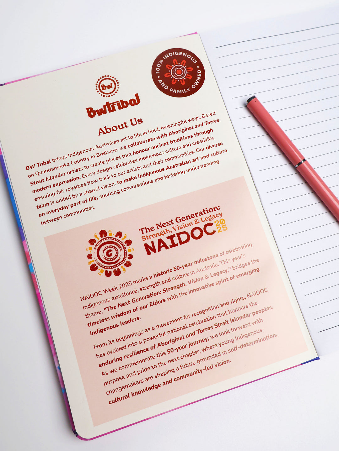 Meeting Place - Sharing Knowledge - NAIDOC 2025 A5 Notebook & Pen