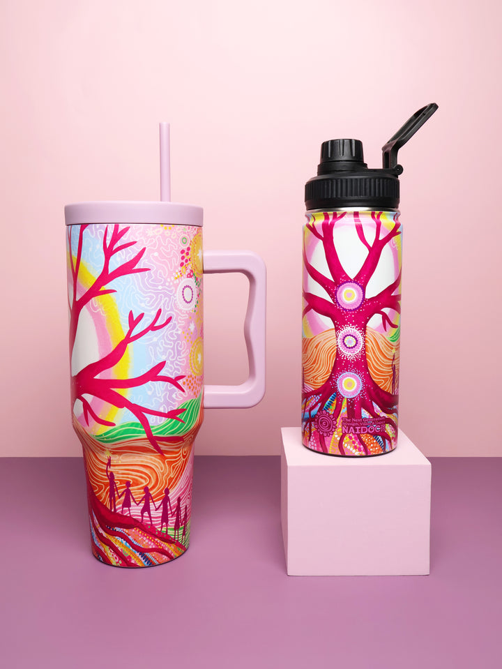 Deep Roots, Bright Future - NAIDOC 2025 Stainless Steel Tumbler + Straw
