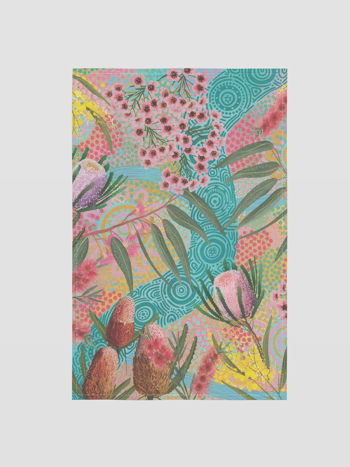 Native Flowers - Cotton Crepe Tea Towel