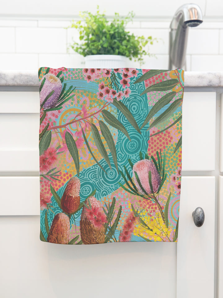 Native Flowers - Cotton Crepe Tea Towel