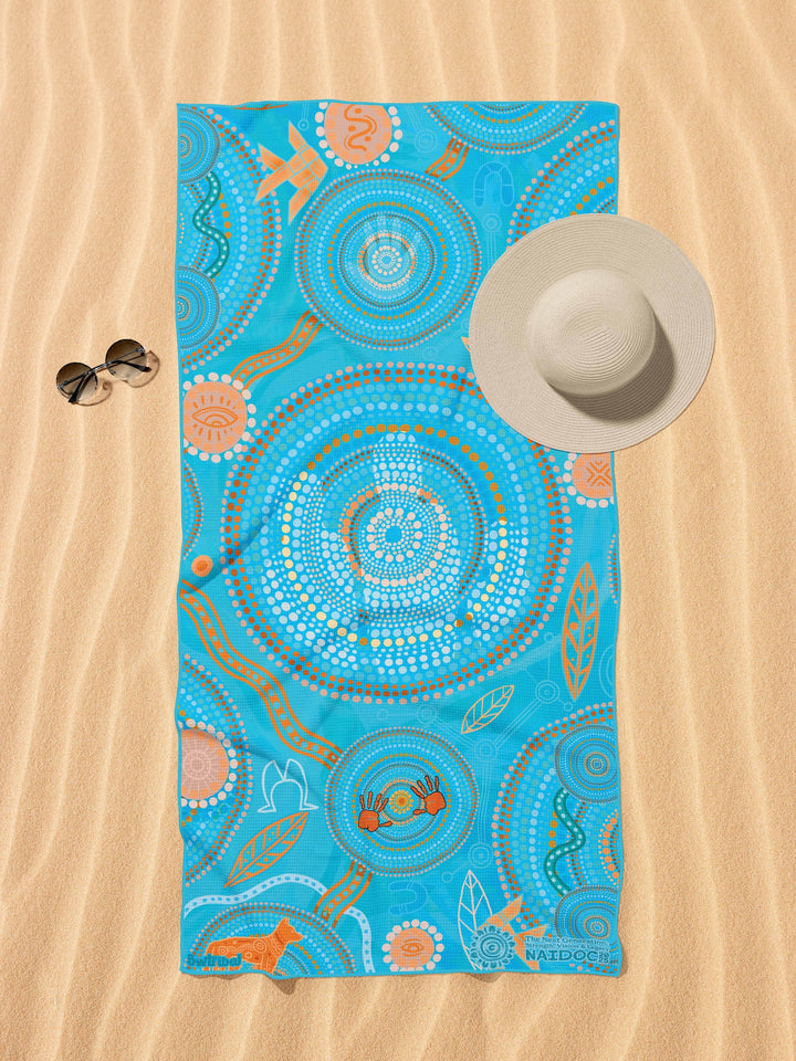 Never Stop the Dreaming - NAIDOC 2025 Sand-Free Beach Towel