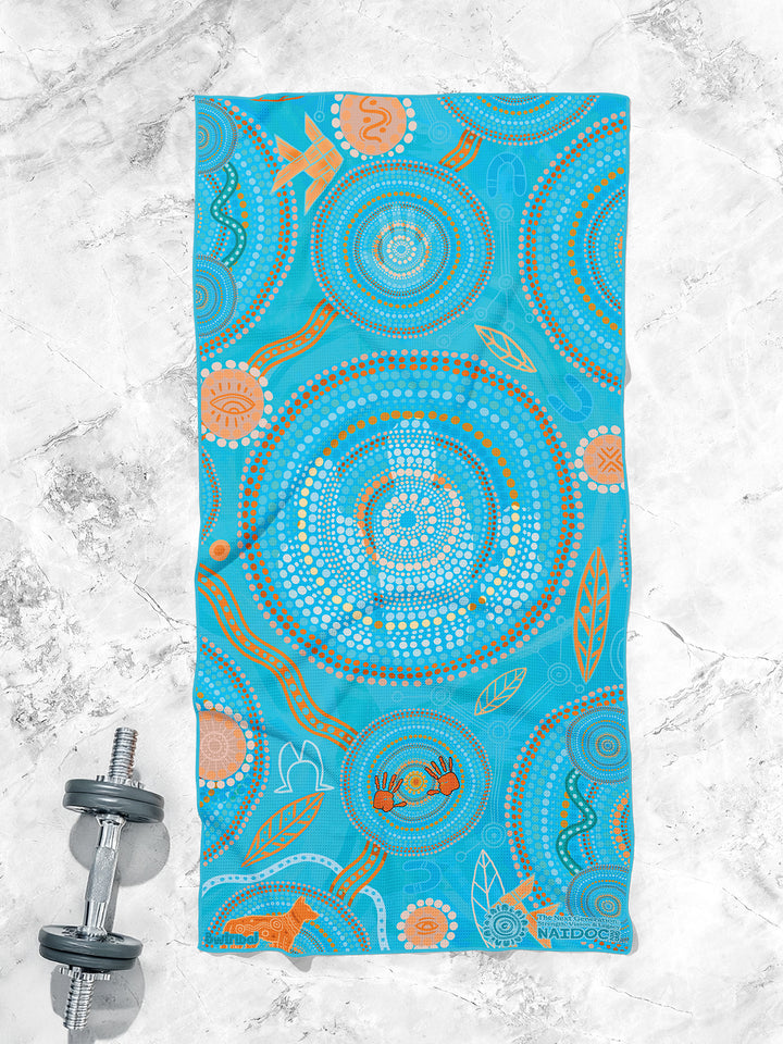 Never Stop the Dreaming - NAIDOC 2025 Waffle Fabric Gym Towel