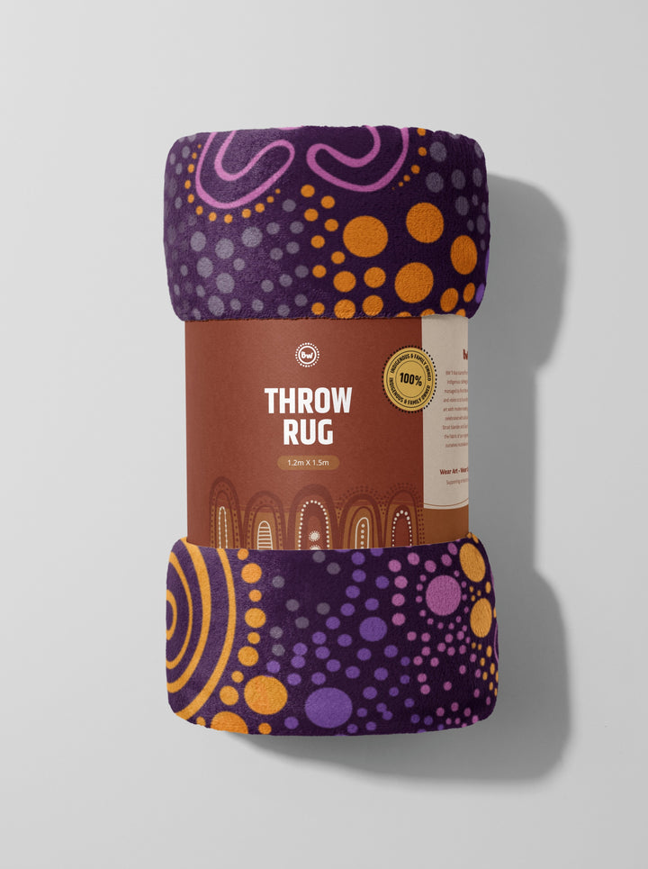 Purple Desert Flower - Throw Rug / Throw Blanket