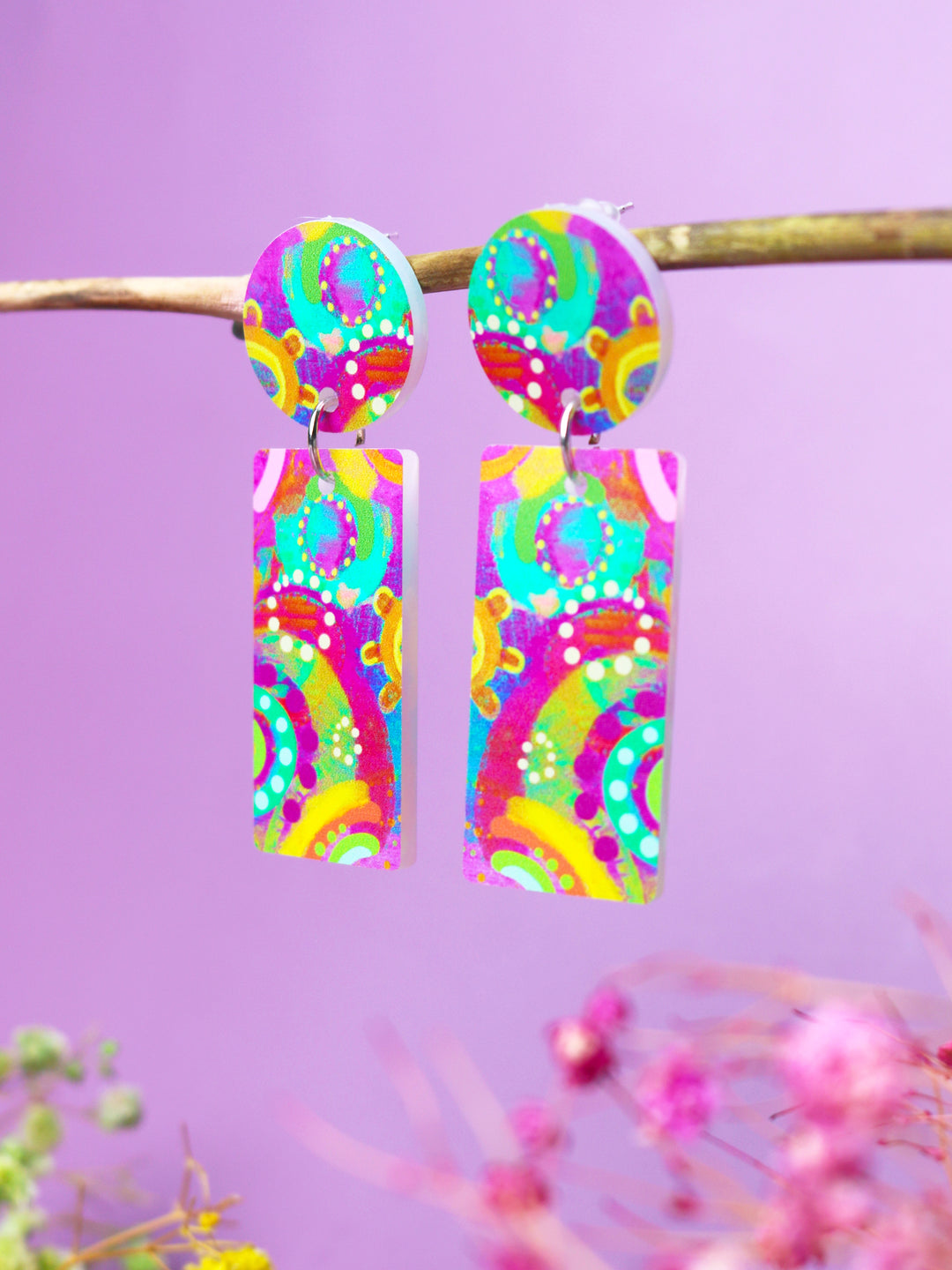 Gantharri (Queen Bee) - Rectangle Drop Earrings