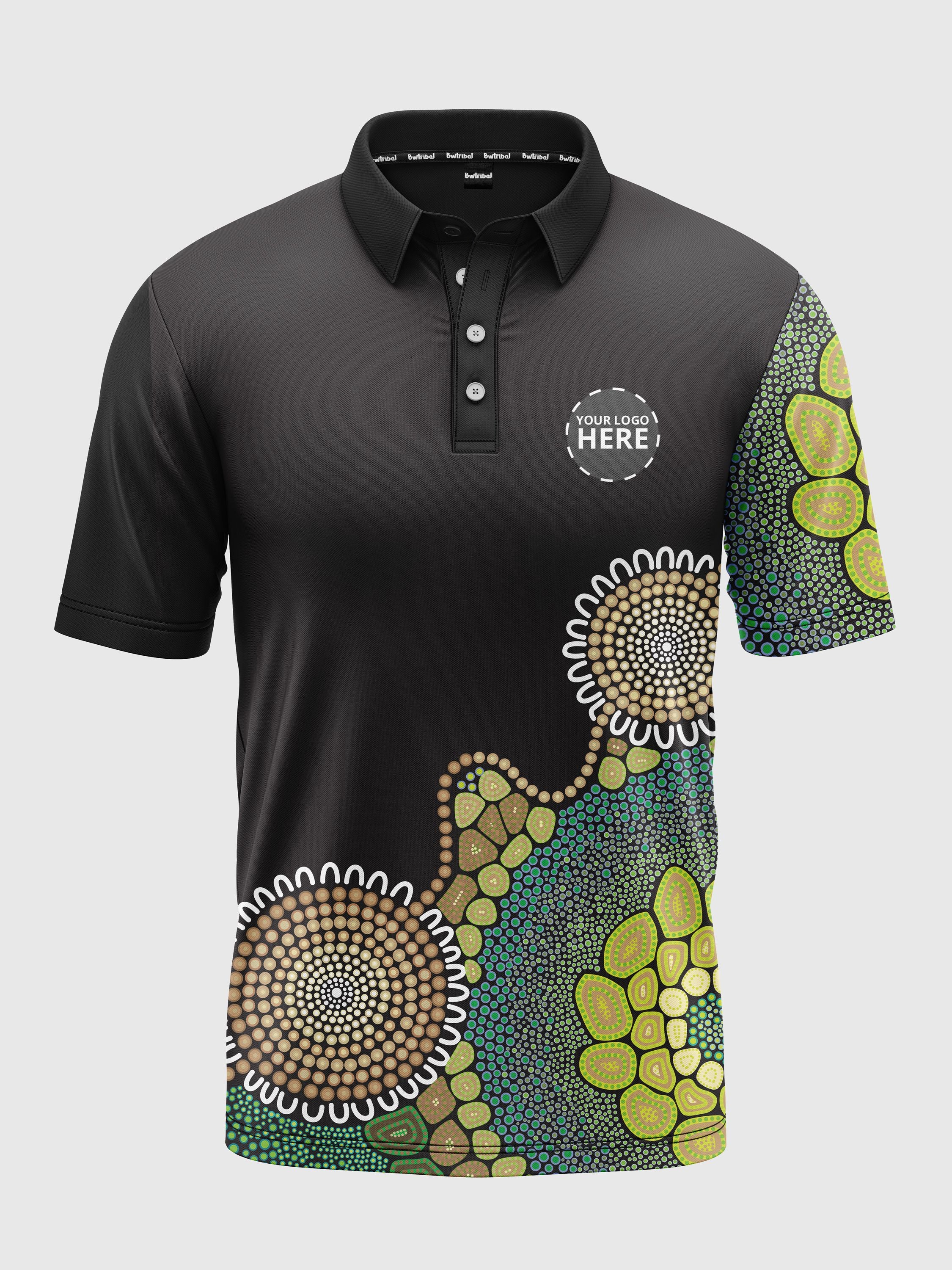 Water Dreaming Men's  Indigenous Corporate Polo Shirt CATJH6