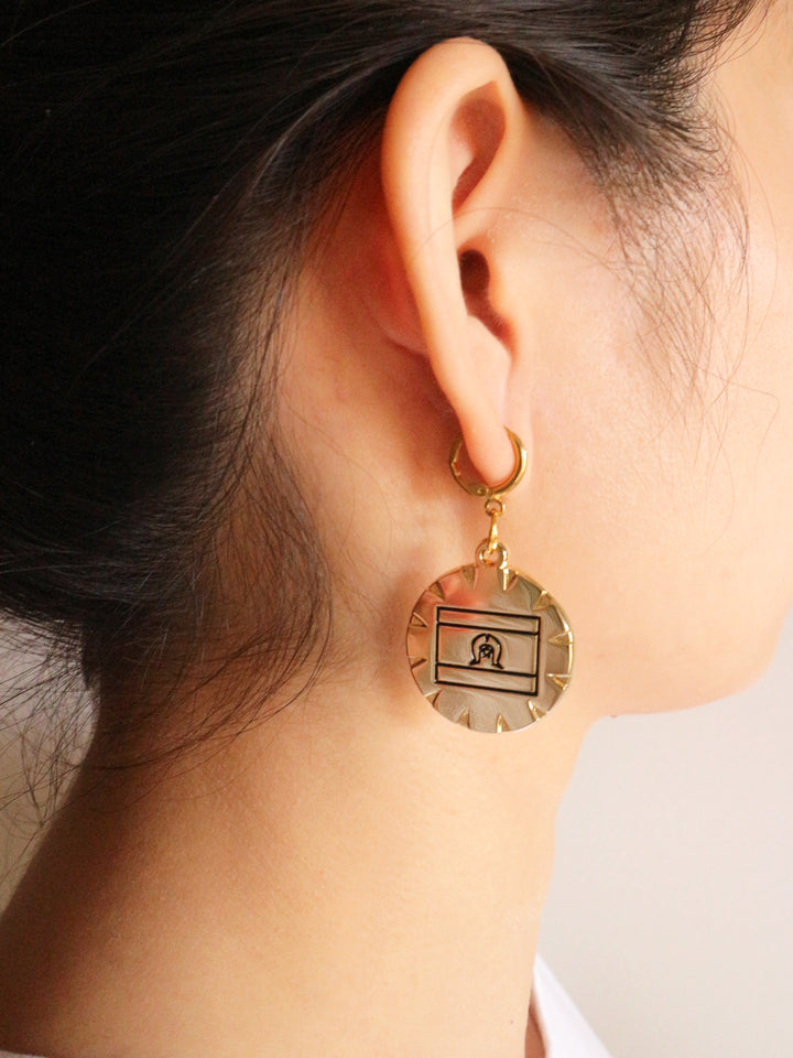 Torres Strait Islander Flag - Round Drop Earrings