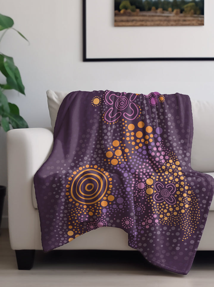 Purple Desert Flower - Throw Rug / Throw Blanket