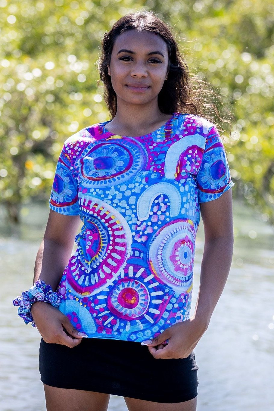 Ameri BODY LINE ABORIGINE ART KNIT TOP トップス Ameri BODY LINE