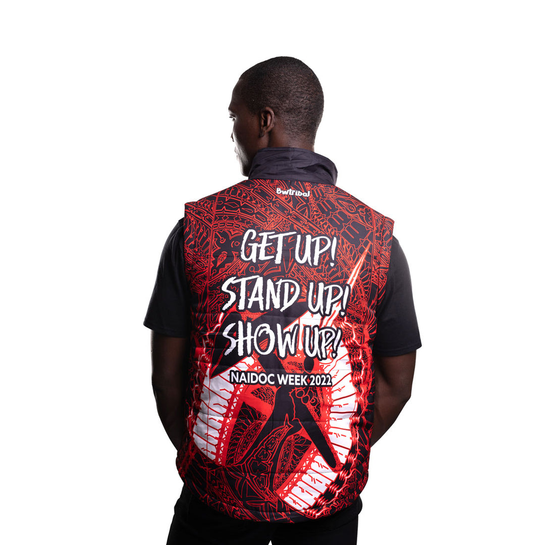 Get Up Stand Up Show Up! (NAIDOC 2022) - Men's Puffer Vest - Puffer Vest