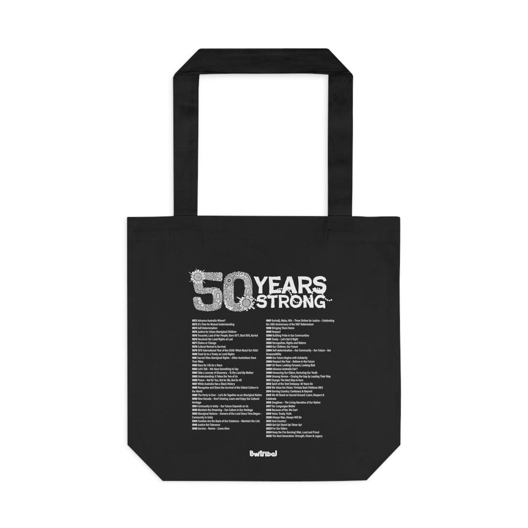 50-Year Commemoration (black/white) - NAIDOC 2025 Cotton Tote Bag