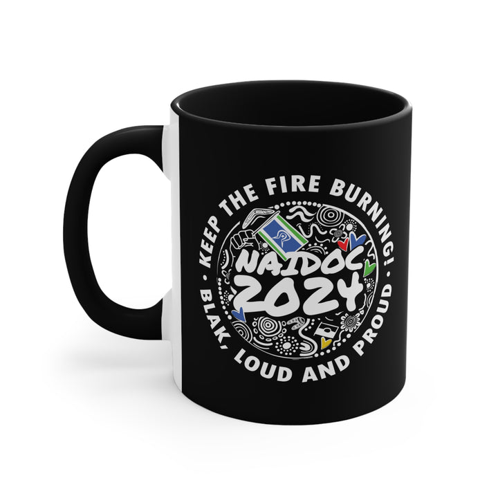 Land, Sea and Sky NAIDOC 2024 - Colourful Accent Mug (Black)