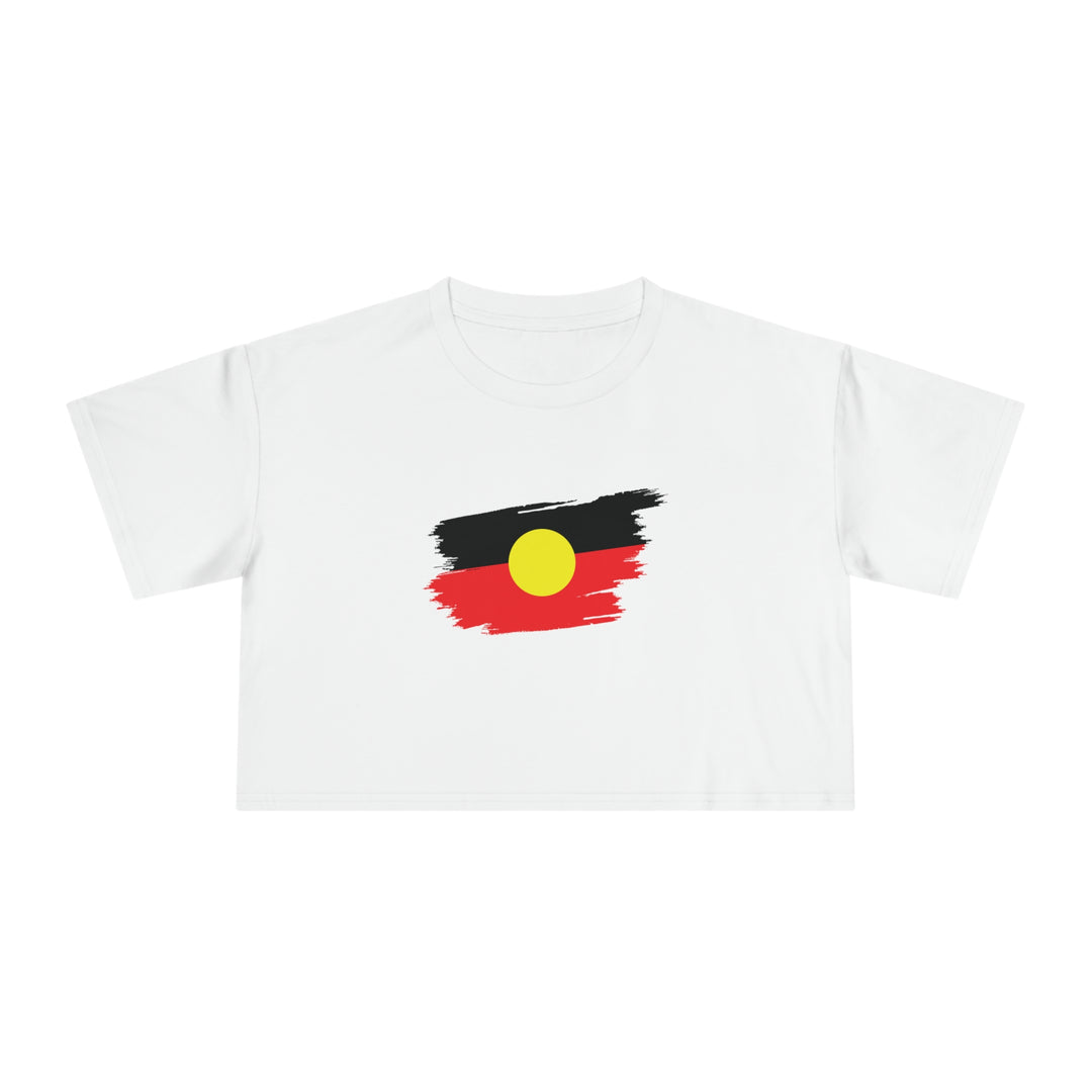 Brushstroke Aboriginal Flag - Women's Crop Tee