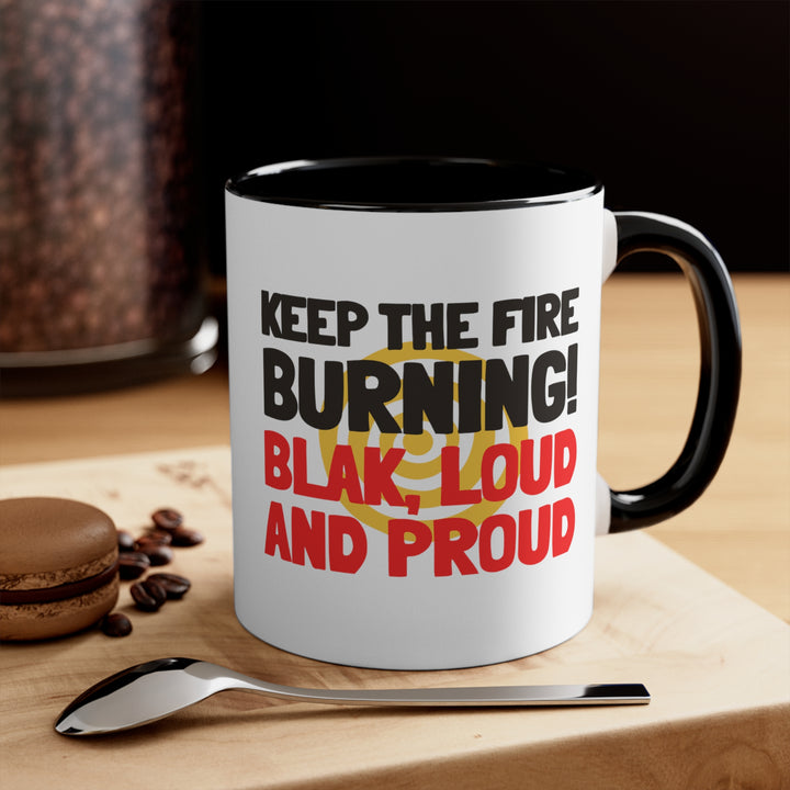 Keep The Fire Burning! NAIDOC 2024 - Colourful Accent Mug (White)