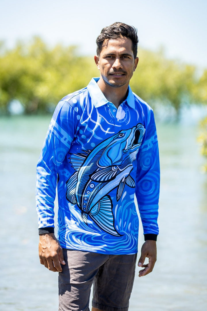 Full Moon Barramundi - Unisex Long-Sleeved Fishing Polo