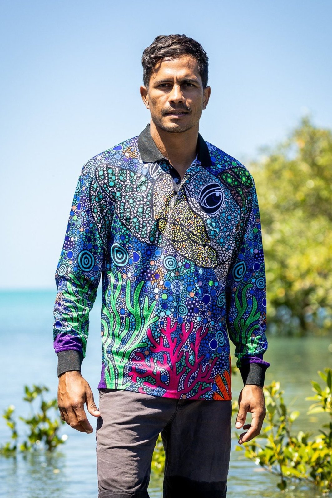 Gadu Bilima (Sea Turtle) - Unisex Long-Sleeved Fishing Polo