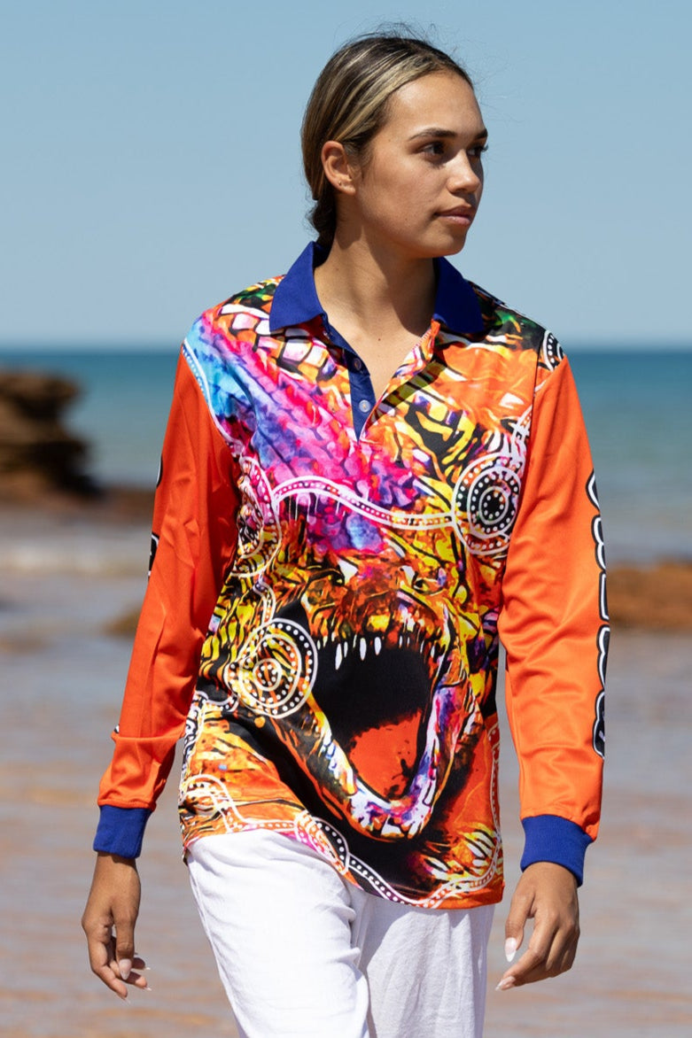 Crocodile - Fishing Unisex Long-Sleeved Fishing Polo