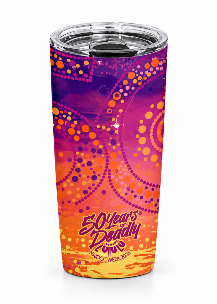 50 Years Deadly – NAIDOC 2026 Vacuum Tumbler (20oz) Insulated with Magnetic Lid